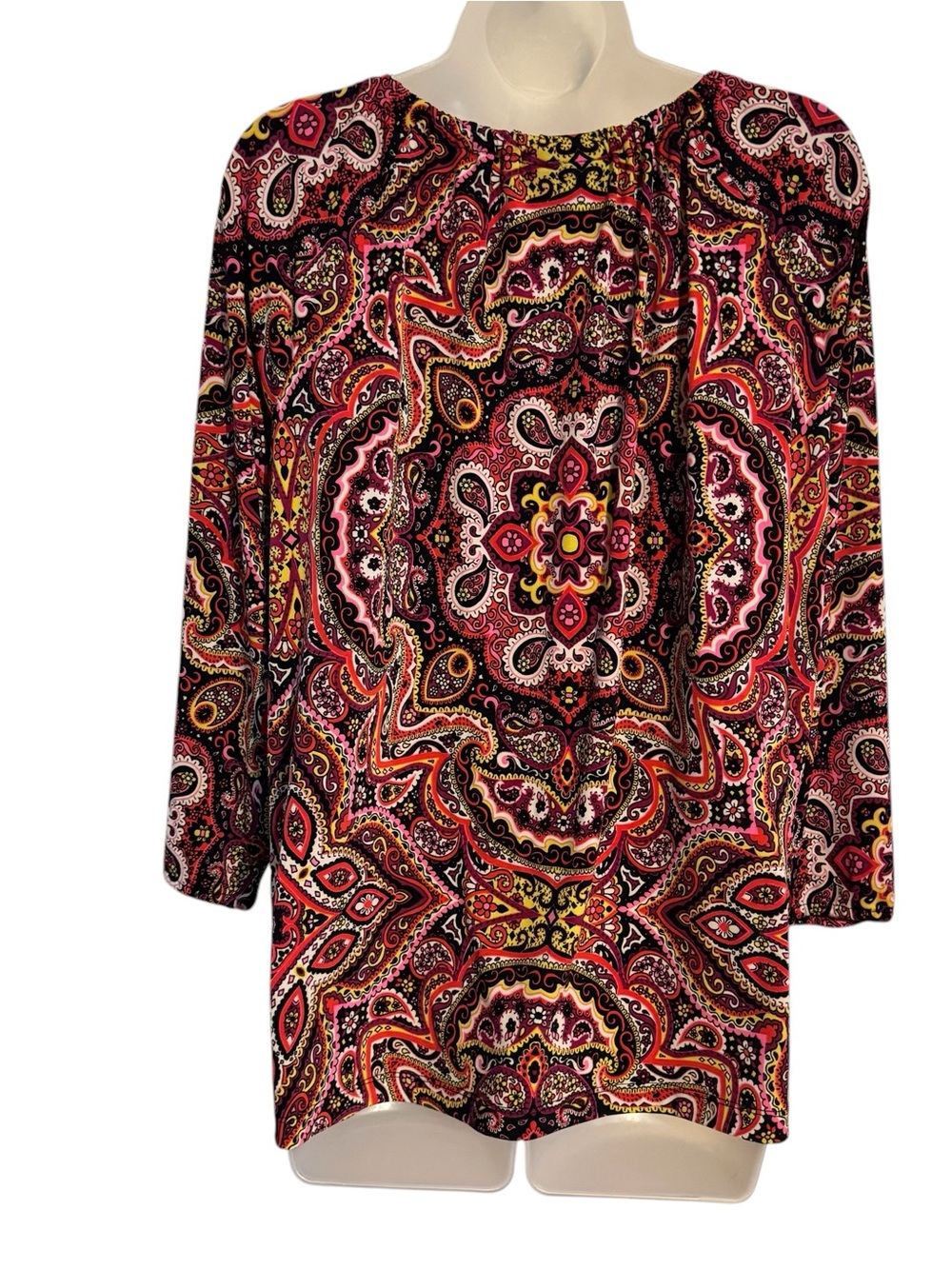 NWT Dana Buchman Multi-Color Print Ring-Neck Top XLARGE #14 - Picture 5 of 9